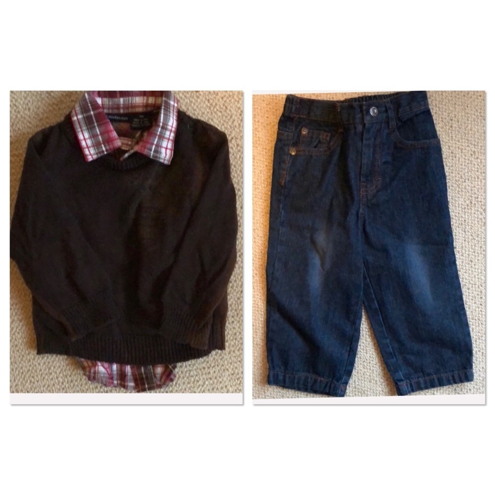 Calvin Klein Jeans sweater button down and jeans matching set